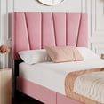 thumbnail image 4 of Tamaño individual size forrado cama de plataforma, diagonal tufted cabecero, plywood & foam, rosa velvet fabric, 4 of 7