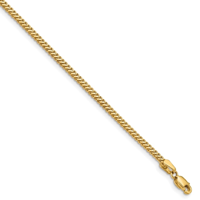 14k Yellow Gold 7 Inch 1.5mm Franco Chain Bracelet