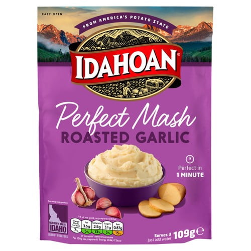 Idahoan Roasted Garlic Mash 109g, British Import (Pack of 2)