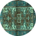 thumbnail image 1 of Ahgly Company Machine Washable Indoor Round Persian Turquoise Blue Traditional Area Rugs, 6' Round, 1 of 4