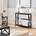 thumbnail image 2 of Alden Design 2-Tier Wooden Console Table with Power Outlet for Hallway Living Room, Black, 2 of 10
