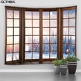 thumbnail image 4 of Tapiz navideño colgante de pared fuera de la ventana, Paisaje de nieve, bosque, invierno, dormitorio, sala de estar, decoración del hogar, tela, 4 of 4