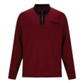 thumbnail image 6 of ZCFZJW Men's Quarter Zip Up Pullover Trendy Slim Fit Lapel Collar V Neck Long Sleeve Sweaters Casual Polo Sweatshirt Fashion Golf Ball Shirt Tops with Pockets Red XXL, 6 of 6