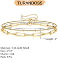 thumbnail image 2 of Delicadas Pulseras De Oro Para Mujer, Pulsera En Capas Ajustable Con Relleno De Oro De 14 Quilates, Linda Cadena Ovalada De Mal De Ojo, Barra De Perlas, Pulseras De Oro De Tortuga, 2 of 5