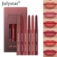 thumbnail image 2 of Julystar retractable matte lip liner, 6 universal nude shades, highly pigmented, silky smooth, non-clumping, transfer-proof, long-lasting lip contour, suitable for all skin tones, 2 of 7