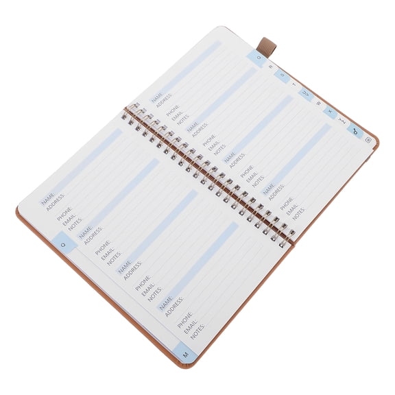 FUEENIRVA Light Brown Address Book with Alphabetical Tabs Compact Portable