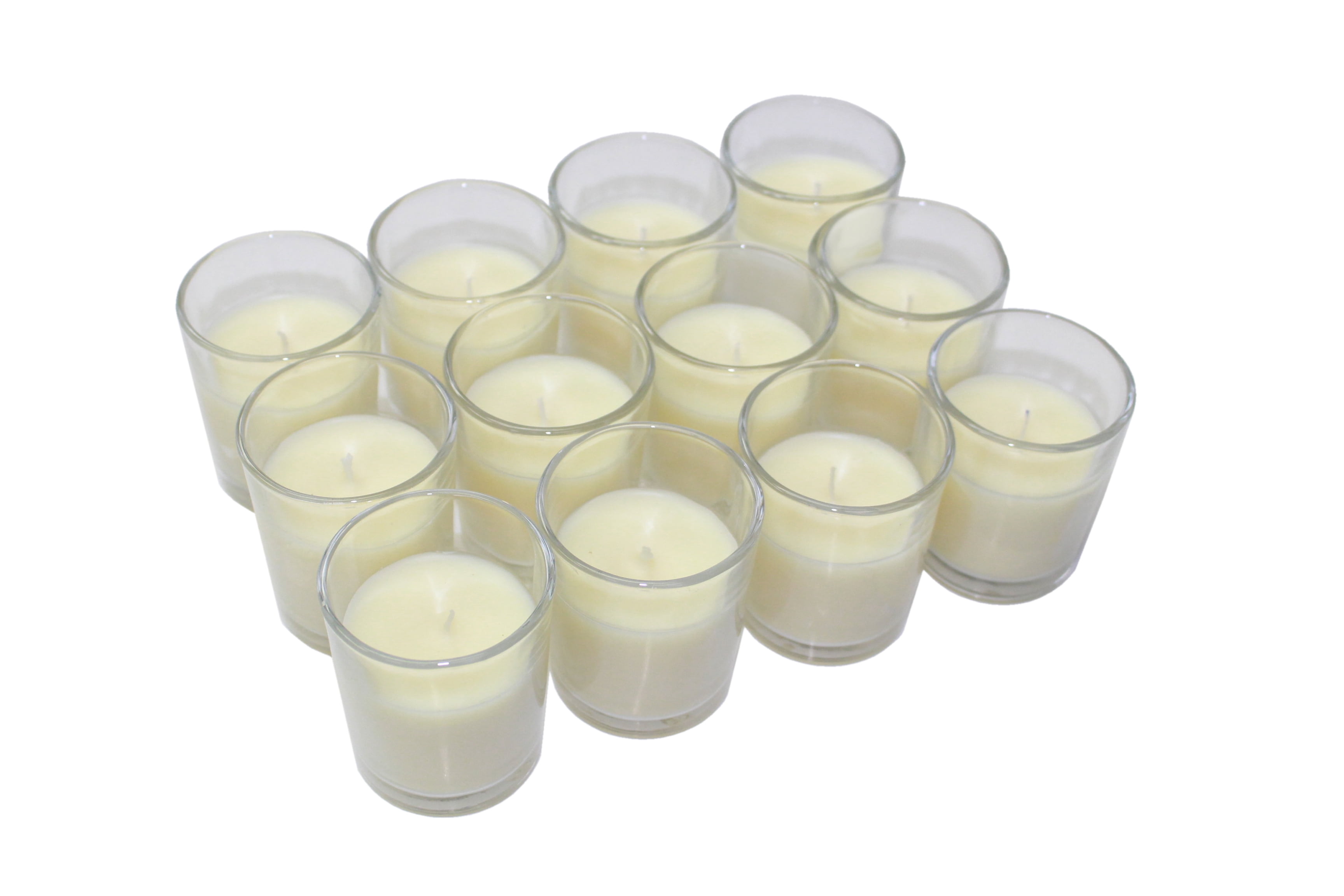 Mainstays Unscented Filled Votive Glass Candles, Ivory, 12Pack