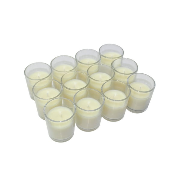 Mainstays Unscented Filled Votive Glass Candles, Ivory, 12Pack