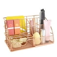 thumbnail image 2 of Rose Gold Metal Desktop Organizer  Multifunctional File   Office Supplies  Rack  Stationery and Cosmetics Holder  Compact File Organizer for  Office, 2 of 8
