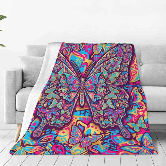 Butterfly Blanket for Women, Butterfly Flannel Throw Blanket, Ultra Soft Cozy Lightweight Warm Blanket for Couch, Sofa, Bed, Home Decor, Gift 50x40