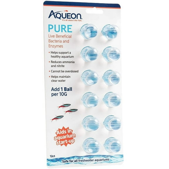 Aqueon Pure Live Beneficial Bacteria and Enzymes for Aquariums [Aquarium, Aquarium Supplies] 12 count