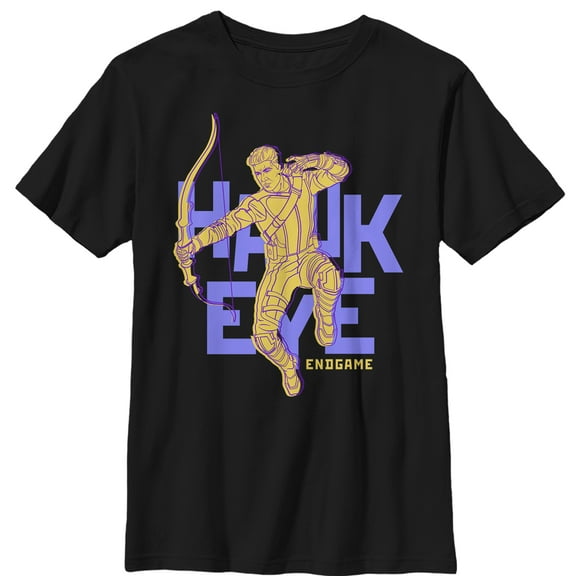 Boy's Marvel Avengers: Endgame Hawkeye Pop Art Graphic Tee Black X Large