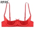 thumbnail image 2 of Lencería de mujer Sujetador push up con tirantes finos Sujetador de satén de media copa con aros Pezones expuestos Pecho abierto Bralette Ropa interior, 2 of 5