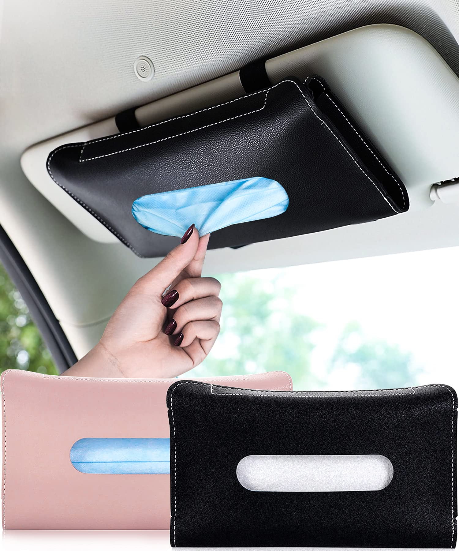FOAUUH Car Visor Tissue Holder, Tissue Holder for Car, Mask Holder for