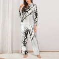 thumbnail image 2 of Pajamas for Women Set - Black And White Rose Comfy Long Sleeve Button Up Pajama Sets for Women 2 Piece, Soft Sleepwear Nightwear Pjs Lounge Sets for Women with Pockets, 2 of 6