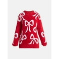 thumbnail image 5 of 99 Jane Street Women's and Women's Plus Bow Print Pullover Sweater, Midweight, Sizes XS-4X, 5 of 5