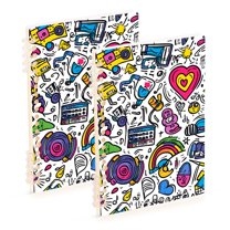 FORMRS 1-Subject Spiral Notebook 8" x 5" College Ruled 60 Refillable Sheet, White Doodle Pattern