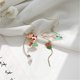 thumbnail image 3 of Pendientes de abanico asimétricos, pendientes de gota sectorial, pendientes colgantes de abanico pequeño, lindos aretes étnicos retro, color verde -, 3 of 5