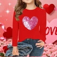thumbnail image 2 of Miluxas Girls Love Heart T-Shirts Casual Long Sleeve Valentine's Day Graphic Tees Tops Red 3-4Years, 2 of 5