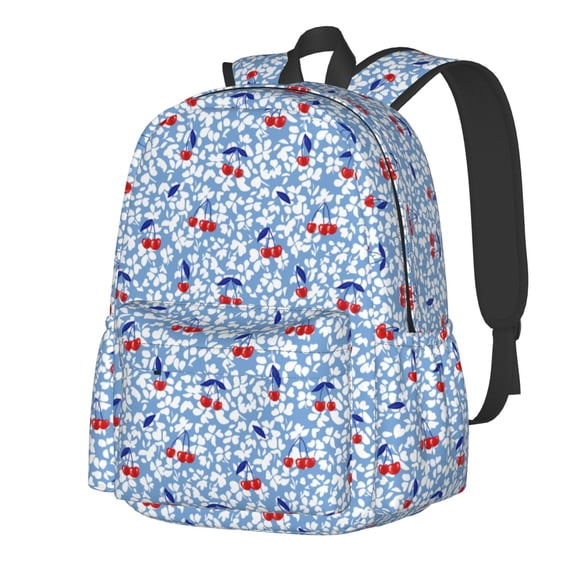 Rateoe Red Cherries Pattern Student Backpack,Backpack for School,Lightweight Bag,Travel Backpack,Outdoor Backpack,Large Capacity Backpack