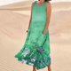 thumbnail image 2 of Vestido de Verano para las Mujeres sin Mangas Lino-Look Impreso Maxi, Suelto Fluido Y Vestido Sexy de Moda para las Mujeres, 2 of 5