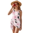 thumbnail image 2 of SEANATIVE 17-18 Year Kid Girl Swimsuit with Mesh Skirt Coverup One Piece Bathing Suit Comfortable Stretch Summer Swimwear with Adjustable Strap, Cartoon Cat Paw Pink, 2 of 7