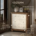 thumbnail image 2 of COZAYH Rustic Farmhouse Dresser with Carved Leaves Pattern and 3 Drawers, White, 2 of 8