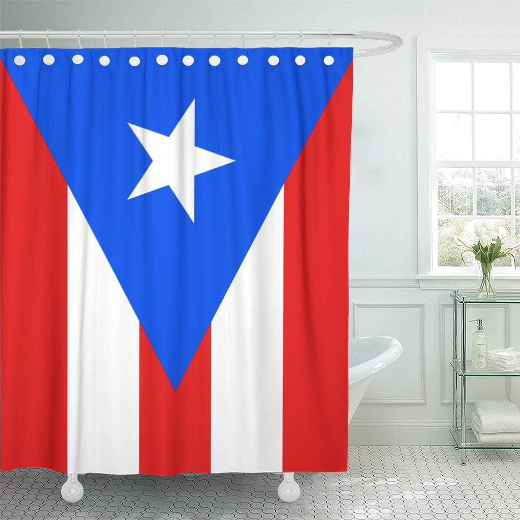 CYNLON Rican Puerto Rico Flag Pride Colors Bathroom Decor Bath Shower