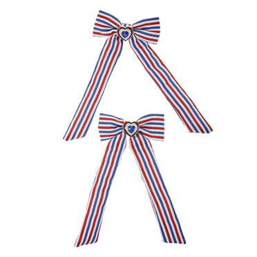 Way to Celebrate Americana Striped Fabric Hair Bow Clips, 2 Pieces