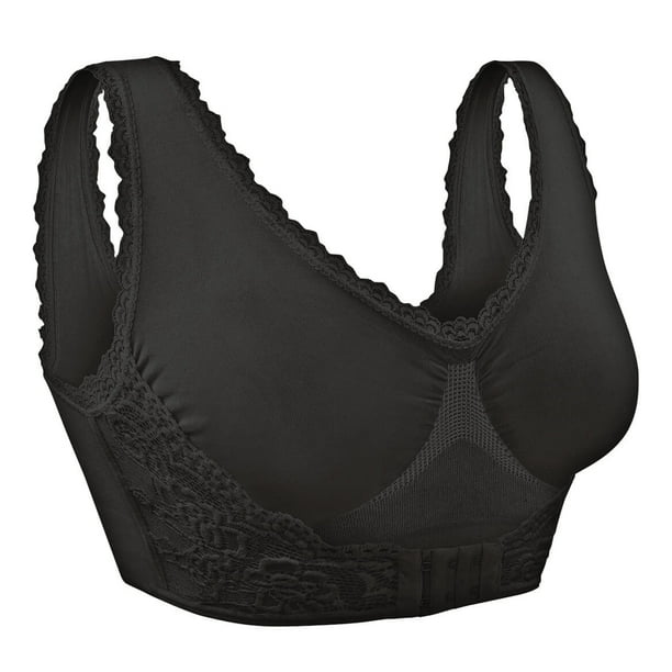 Fox Valley Traders Lovely Lace Front Hook Bra, Size XXL Black