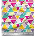 thumbnail image 1 of Soimoi Pink Rayon Crepe Fabric Triangle Geometric Print Fabric by Yard 46 Inch Wide, 1 of 3