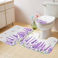 thumbnail image 2 of Lavender Bath Mat 3 Piece Bathroom Rug Set, Purple Spring Floral Botanical Butterfly Non Slip Bath Rug Contour Mat and Toilet Lid Cover, Absorbent Shower Mats Soft Bath Rugs and Mats Sets, 2 of 8