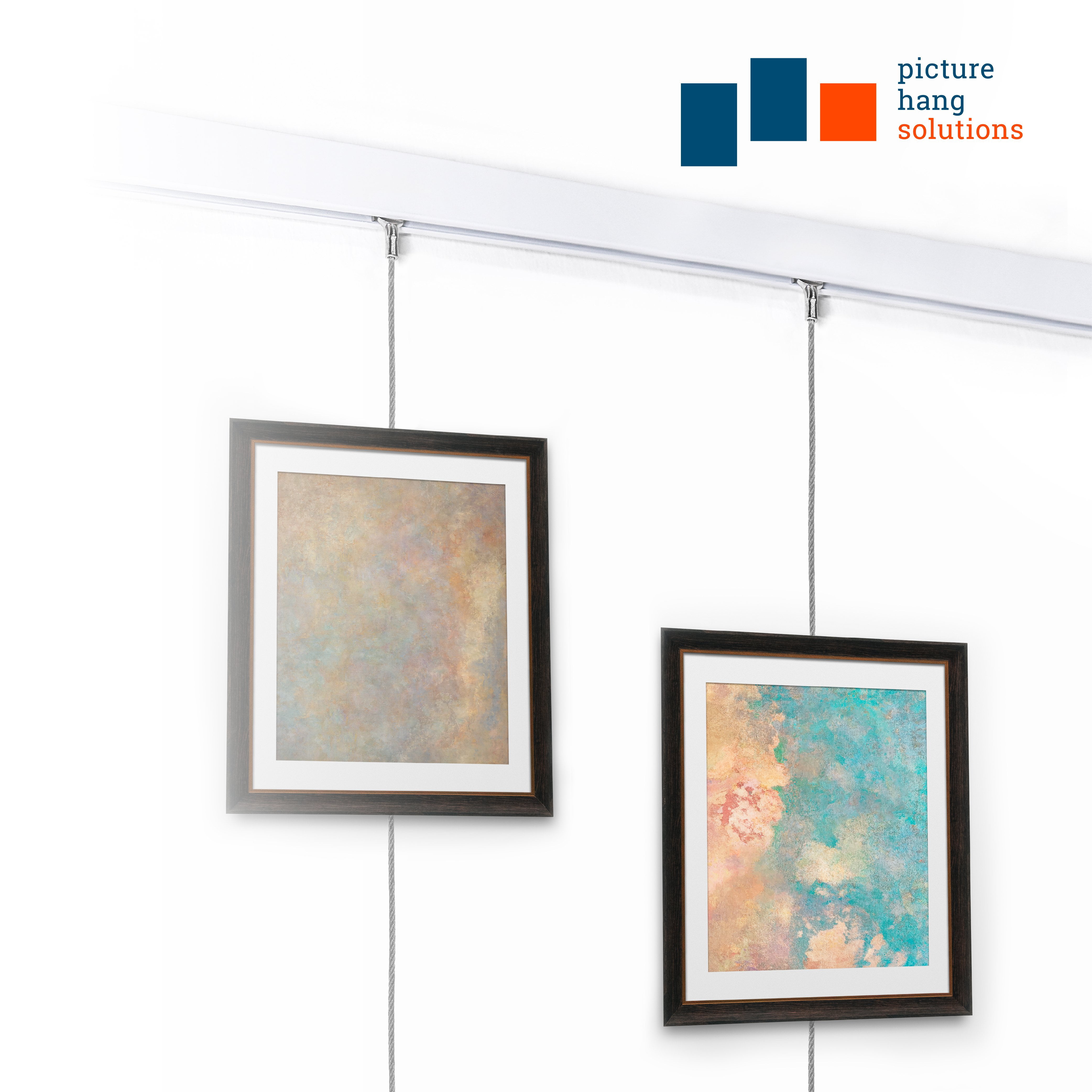 Picture Hang Solutions - Track 100 Picture Rail Kit - Includes 79-inch Wall Track, Steel Cords, Adjustable Hooks, and Hardware - Gallery Hanging Systems (3 sets per pack)