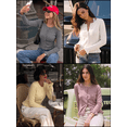 thumbnail image 7 of JWD Womens Cardigan Sweater Long Sleeve Crew Neck Button Front Knit Ruffle Trim Casual Lightweight Tops Light Gray S, 7 of 7