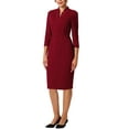 thumbnail image 2 of INSPIRE CHIC Women's Sheath Dress Zipper Collar Pencil Wear-to-Work Dress, 2 of 5