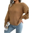 thumbnail image 3 of Women'S Winter Pullover Sweater Casual Long Sleeve Crewneck Loose Chunky Knit Jumper Tops Blouse Khaki S, 3 of 9