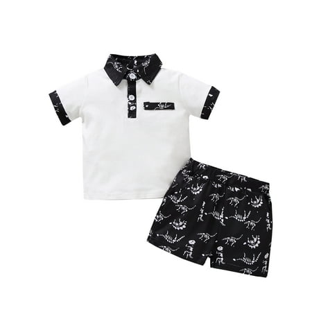

Newborn Infant Baby Boys Gentleman Shirt Tops+Dinosaur Camouflage Shorts Set
