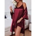 thumbnail image 6 of KISSGAL Sleeveless Nightgowns with Robes Set Satin Silk Bridal Party 3/4 Sleeves Bathrobes with Pocekts, 6 of 6