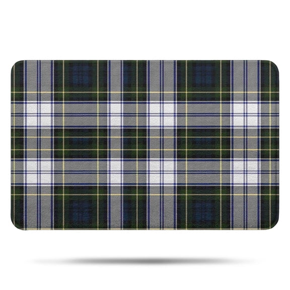 Blue Green Plaid Checkered Pattern Bathroom Rugs Mat,Non Slip Microfiber Bathroom Rug,Rubber Backing,Soft Bathroom Mats for Bathroom Floor,Tub and Shower,17x27in(43x68cm)