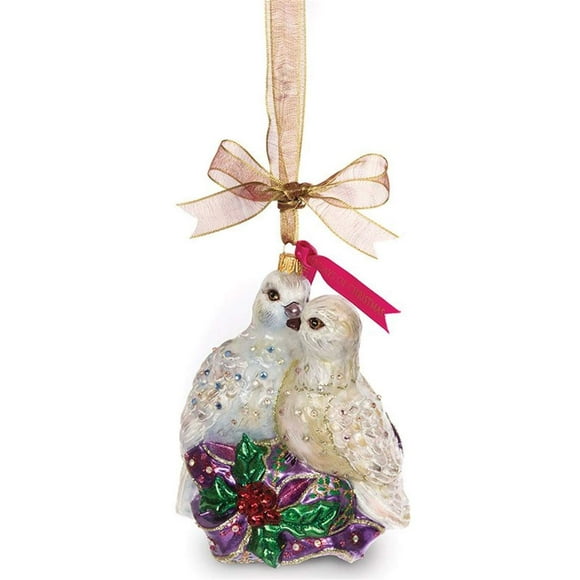 Jay Strongwater Blown Glass Two Turtle Doves (Wedding, Anniversary, 12 Days of Christmas) Glass Christmas Ornament