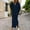 Navy, variant on Women's Hooded Sweatshirt Dress, Long Sleeve Casual Dress with Pocket and Side Slit, Solid Color Pullover Tunic