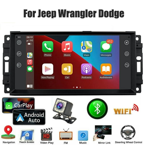 Car Stereo Radio for Jeep Wrangler Universal 7 Inch Touchscreen Vehicle Wireless GPS Navigator with CarPlay Android Auto