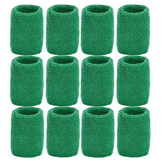 Pack de 12 bandas para sudor Tourna verdes de algodón, 7.5 cm de grosor