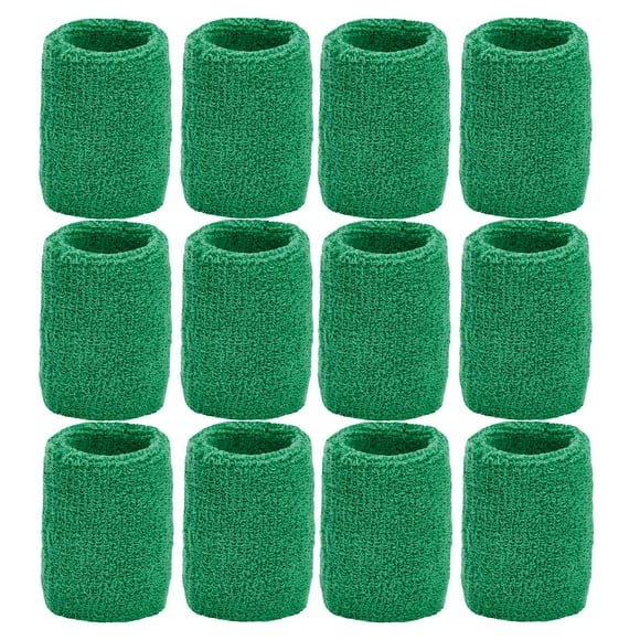 Pack de 12 bandas para sudor Tourna verdes de algodón, 7.5 cm de grosor