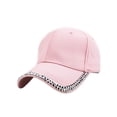 thumbnail image 2 of Womens Hats Unisex Rhinestone Embroidered Baseball Cap Fashion Bling Hat Pink One Size, 2 of 6