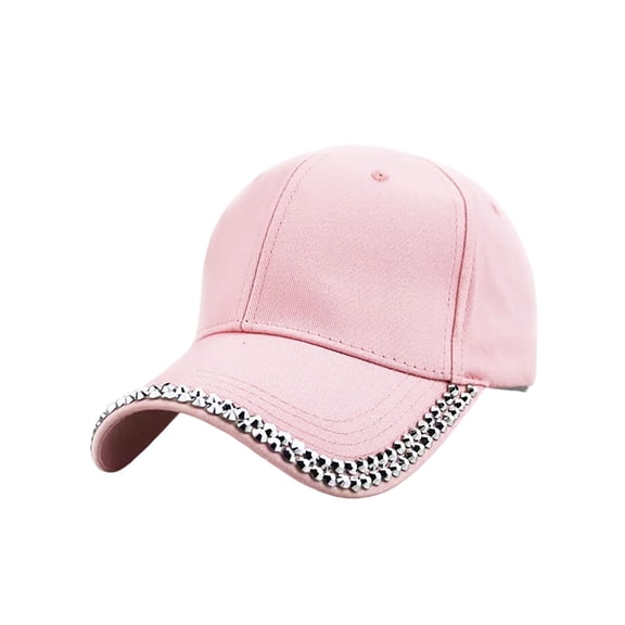 Rhinestone Embellished Baseball Cap with Sparkle , Women's Adjustable Casual Hat, Glamorous Outdoor Headwear
