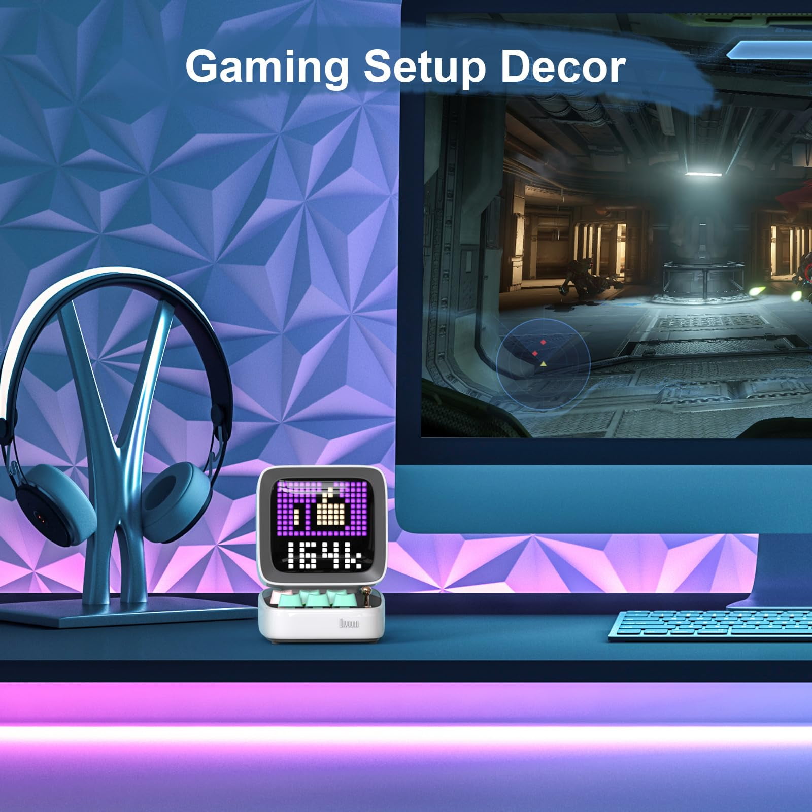 Divoom Ditoo Retro Pixel Art Game Bluetooth Speaker with 16X16 LED App controlled Front Screen (Pink)