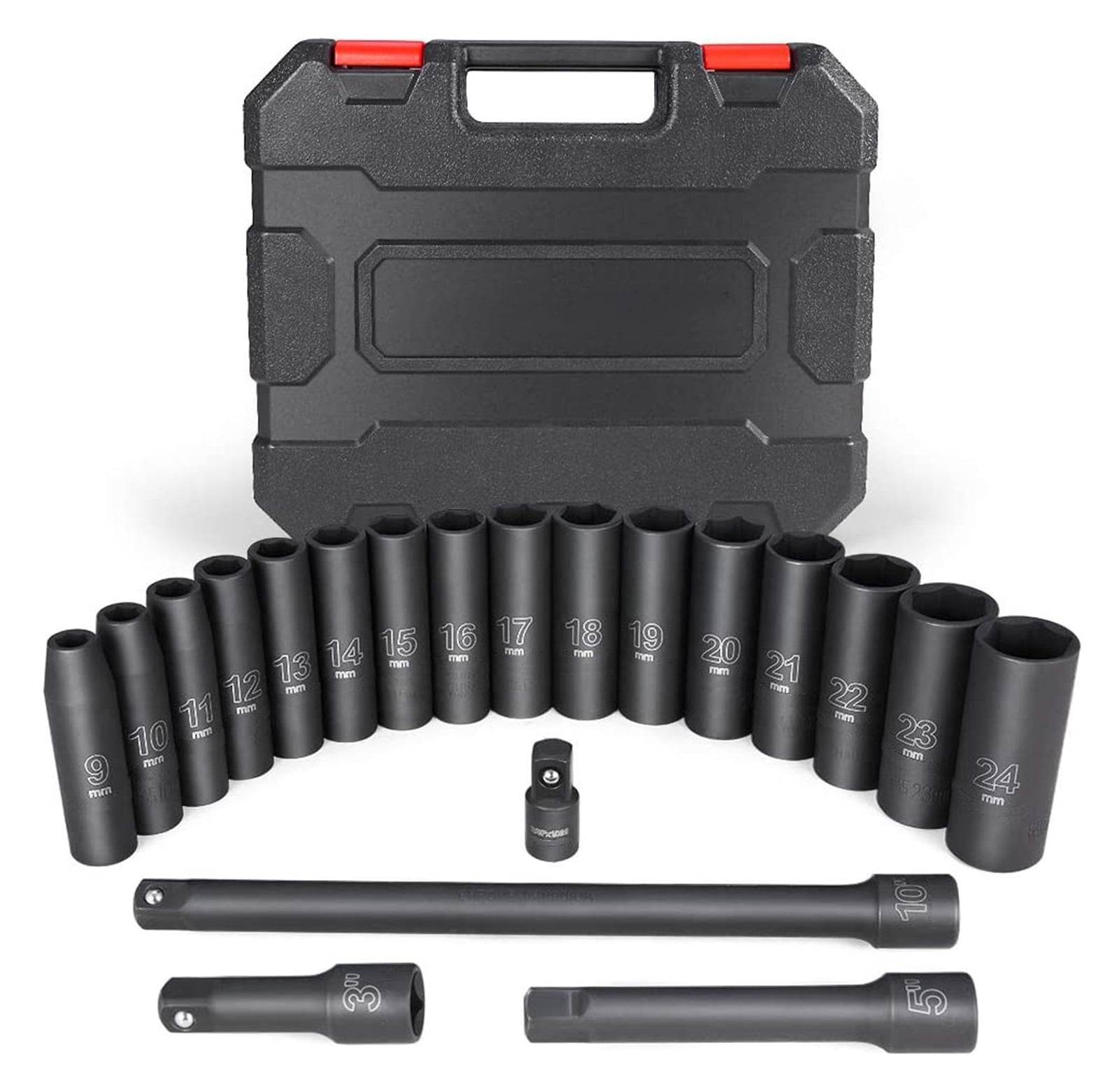 20PCS Impact Socket Set 1/2 Drive Metric For Air Pneumatic Universal Socket Metric Drive Deep Socket Wrench Repair Tools