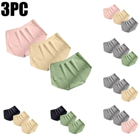ATOYSOY Women s Classic Briefs Silk Hip Lifting Panties  3 Pack Stretchy Mid Waist Underpants Clearance Shapewear Control Briefs Seamless for Ladies Solid Panty Comfy Multipack Gray L