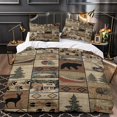 thumbnail image 3 of LAICAIW Ensemble 3 Pcs Ensemble 3 Pcs sur Lit Courtepointe de Chalet Ensemble de Literie-Paquet Faune-Cabane Rustique Campagnarde Ensemble de Couette Réversible de Camping avec Coussin Décoratif, Brun Simple(135x200cm), 3 of 7
